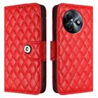 For itel S24 Rhombic Texture Flip Leather Phone Case with Lanyard(Red) - 2