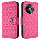 For itel S24 Rhombic Texture Flip Leather Phone Case with Lanyard(Rose Red) - 2