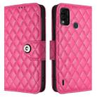 For itel A48 Rhombic Texture Flip Leather Phone Case with Lanyard(Rose Red) - 2