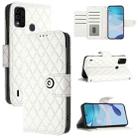 For itel A48 Rhombic Texture Flip Leather Phone Case with Lanyard(White) - 1