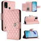 For itel A48 Rhombic Texture Flip Leather Phone Case with Lanyard(Coral Pink) - 1