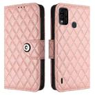 For itel A48 Rhombic Texture Flip Leather Phone Case with Lanyard(Coral Pink) - 2