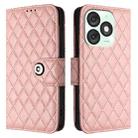 For itel A50 Rhombic Texture Flip Leather Phone Case with Lanyard(Coral Pink) - 2