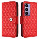 For Itel City 100 Rhombic Texture Flip Leather Phone Case with Lanyard(Red) - 2