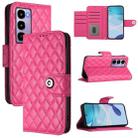 For Itel City 100 Rhombic Texture Flip Leather Phone Case with Lanyard(Rose Red) - 1