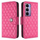 For Itel City 100 Rhombic Texture Flip Leather Phone Case with Lanyard(Rose Red) - 2