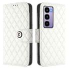 For Itel City 100 Rhombic Texture Flip Leather Phone Case with Lanyard(White) - 2