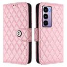 For Itel City 100 Rhombic Texture Flip Leather Phone Case with Lanyard(Pink) - 2