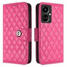 For Tecno Camon 19 Rhombic Texture Flip Leather Phone Case with Lanyard(Rose Red) - 2