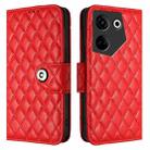 For Tecno Camon 20 / 20 Pro 4G Rhombic Texture Flip Leather Phone Case with Lanyard(Red) - 2