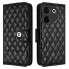 For Tecno Camon 20 / 20 Pro 4G Rhombic Texture Flip Leather Phone Case with Lanyard(Black) - 2