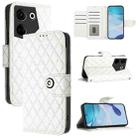 For Tecno Camon 20 / 20 Pro 4G Rhombic Texture Flip Leather Phone Case with Lanyard(White) - 1
