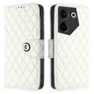 For Tecno Camon 20 / 20 Pro 4G Rhombic Texture Flip Leather Phone Case with Lanyard(White) - 2