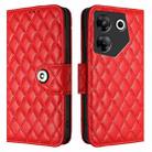 For Tecno Camon 20 Pro 5G Rhombic Texture Flip Leather Phone Case with Lanyard(Red) - 2