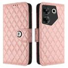 For Tecno Camon 20 Pro 5G Rhombic Texture Flip Leather Phone Case with Lanyard(Coral Pink) - 2