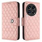 For Tecno Camon 30 Premier 5G Rhombic Texture Flip Leather Phone Case with Lanyard(Coral Pink) - 2