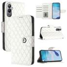 For Tecno Pova 4 Pro Rhombic Texture Flip Leather Phone Case with Lanyard(White) - 1