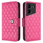 For Tecno Pova 5 4G Rhombic Texture Flip Leather Phone Case with Lanyard(Rose Red) - 2