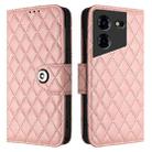 For Tecno Pova 5 Pro 5G Rhombic Texture Flip Leather Phone Case with Lanyard(Coral Pink) - 2