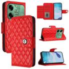 For Tecno Pova 6 4G Rhombic Texture Flip Leather Phone Case with Lanyard(Red) - 1