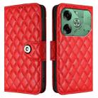 For Tecno Pova 6 4G Rhombic Texture Flip Leather Phone Case with Lanyard(Red) - 2