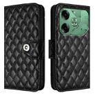 For Tecno Pova 6 4G Rhombic Texture Flip Leather Phone Case with Lanyard(Black) - 2