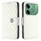 For Tecno Pova 6 4G Rhombic Texture Flip Leather Phone Case with Lanyard(White) - 2