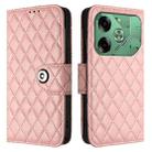 For Tecno Pova 6 4G Rhombic Texture Flip Leather Phone Case with Lanyard(Coral Pink) - 2