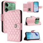 For Tecno Pova 6 4G Rhombic Texture Flip Leather Phone Case with Lanyard(Pink) - 1