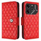 For Tecno Pova 6 Pro / Pova 6 5G Rhombic Texture Flip Leather Phone Case with Lanyard(Red) - 2