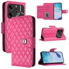 For Tecno Pova 6 Pro / Pova 6 5G Rhombic Texture Flip Leather Phone Case with Lanyard(Rose Red) - 1