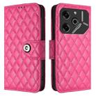 For Tecno Pova 6 Pro / Pova 6 5G Rhombic Texture Flip Leather Phone Case with Lanyard(Rose Red) - 2