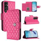 For Tecno Pova Neo 2 Rhombic Texture Flip Leather Phone Case with Lanyard(Rose Red) - 1