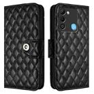 For Tecno Spark 9 Rhombic Texture Flip Leather Phone Case with Lanyard(Black) - 2