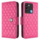 For Tecno Spark 9 Rhombic Texture Flip Leather Phone Case with Lanyard(Rose Red) - 2