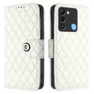 For Tecno Spark 9 Rhombic Texture Flip Leather Phone Case with Lanyard(White) - 2