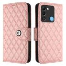 For Tecno Spark 9 Rhombic Texture Flip Leather Phone Case with Lanyard(Coral Pink) - 2