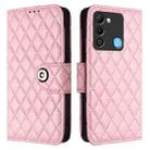 For Tecno Spark 9 Rhombic Texture Flip Leather Phone Case with Lanyard(Pink) - 2