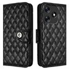 For Tecno Spark 10 4G Rhombic Texture Flip Leather Phone Case with Lanyard(Black) - 2