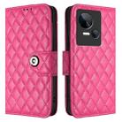 For Tecno Spark 10 5G Rhombic Texture Flip Leather Phone Case with Lanyard(Rose Red) - 2