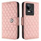 For Tecno Spark 10 5G Rhombic Texture Flip Leather Phone Case with Lanyard(Coral Pink) - 2