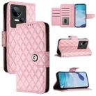 For Tecno Spark 10 5G Rhombic Texture Flip Leather Phone Case with Lanyard(Pink) - 1