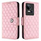 For Tecno Spark 10 5G Rhombic Texture Flip Leather Phone Case with Lanyard(Pink) - 2