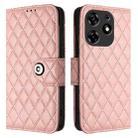 For Tecno Spark 10 Pro Magic Magenta Rhombic Texture Flip Leather Phone Case with Lanyard(Coral Pink) - 2