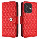 For Tecno Spark 10C Rhombic Texture Flip Leather Phone Case with Lanyard(Red) - 2