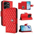 For Tecno Spark 20 Rhombic Texture Flip Leather Phone Case with Lanyard(Red) - 1