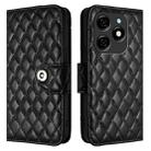 For Tecno Spark 20 Rhombic Texture Flip Leather Phone Case with Lanyard(Black) - 2