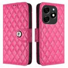 For Tecno Spark 20 Rhombic Texture Flip Leather Phone Case with Lanyard(Rose Red) - 2