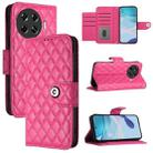 For Tecno Spark 20 Pro+ Rhombic Texture Flip Leather Phone Case with Lanyard(Rose Red) - 1