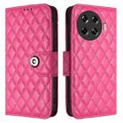 For Tecno Spark 20 Pro+ Rhombic Texture Flip Leather Phone Case with Lanyard(Rose Red) - 2